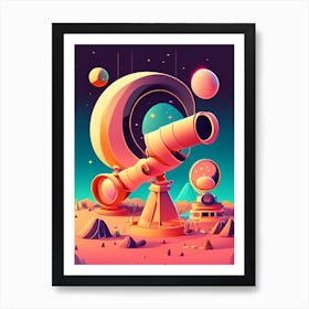 Telescope Array Kawaii Kids Space Art Print