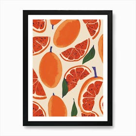 Grapefruit Abstract Pattern Illustration 2 Art Print