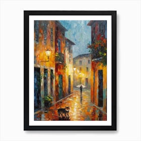 Painting Of A Street In Venice With A Cat 3 Impressionism Art Print