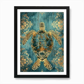 Ornamental Sea Turtle In The Ocean 2 Art Print