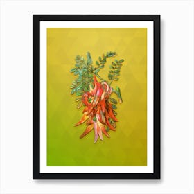 Vintage Crimson Glory Pea Flower Botanical Art on Empire Yellow Art Print