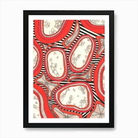 "Sufi dance" art print by Gangachili. Abstract red and black shapes. Unique hand drawn wall art Art Print