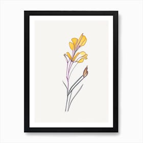 Freesia Floral Minimal Line Drawing 3 Flower Art Print