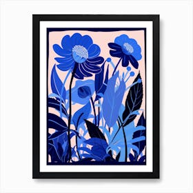 Blue Flower Illustration Coneflower 2 Art Print