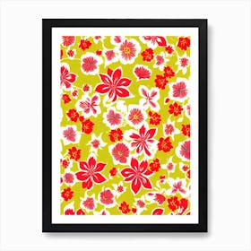 Honeysuckle Floral Print Warm Tones2 Flower Art Print