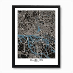 Hamburg Black Blue Art Print