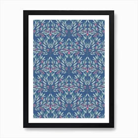 Art Nouveau Blue Floral Art Print