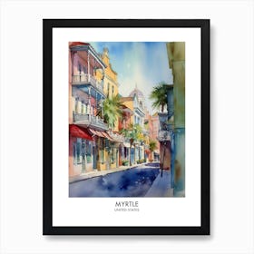 Myrtle 4 Watercolour Travel Poster Art Print