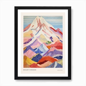 Mount Foraker United States 2 Colourful Mountain Illustration Poster Art Print