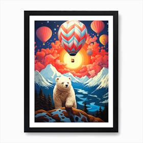 Polar Bear With Hot Air Balloons Poster