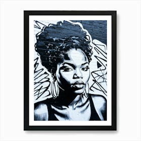 Graffiti Mural Of Beautiful Black Woman 4 Art Print