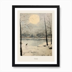 Vintage Winter Animal Painting Poster Vole 1 Art Print