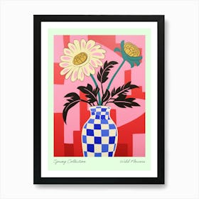 Spring Collection Wild Flowers Blue Tones In Vase 1 Art Print