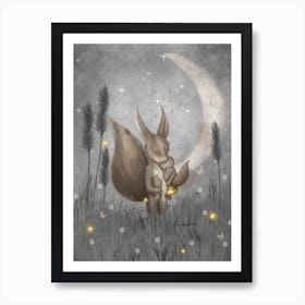 Mama Squirrel Good Night Art Print