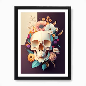 Skull With Geometric 1 Designs Vintage Floral Art Print