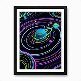 Default Neon Black Light Sgraffito Solar System 3d Illustratio 1 (7) Art Print