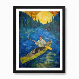 Kayacking In The Style Of Van Gogh 1 Art Print