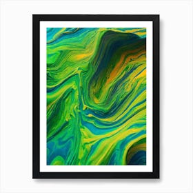Abstract Greens and Blues Painting Art Print
