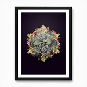 Vintage Massonia Pustulata Flower Wreath on Royal Purple n.0900 Art Print