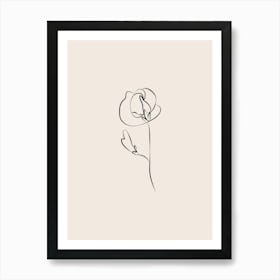 Line Art Flower 2 - Cream Art Print