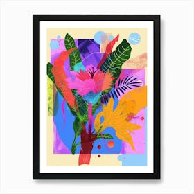 Celosia 2 Neon Flower Collage Art Print