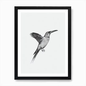Raven B&W Pencil Drawing 3 Bird Art Print