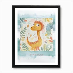 Cute Fuzzy Hair Dinosaur Poster Art Print