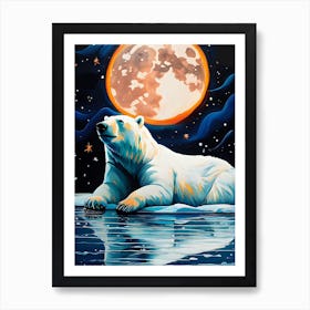 Polar Bear Moon Art Print