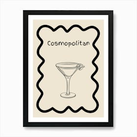 Cosmopolitan Doodle Poster B&W Art Print