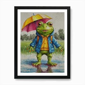 Frog In The Rain 2 Art Print