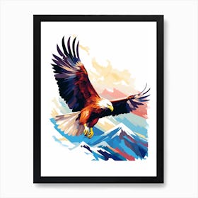 Colourful Geometric Bird Bald Eagle 1 Art Print