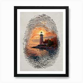 Fingerprint Lighthouse Art Print