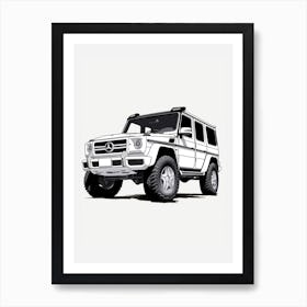 Mercedes Benz G Wagon Line Drawing 6 Art Print