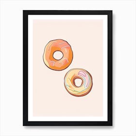 Cinnamon Sugar Donuts Dessert Minimal Line Drawing Flower Art Print