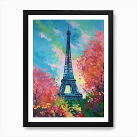 Eiffel Tower Paris France David Hockney Style 10 Art Print