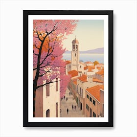 Zadar Croatia 1 Vintage Pink Travel Illustration Art Print