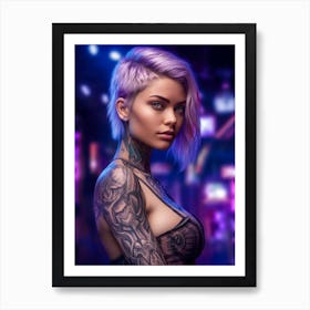 Blonde Cyberpunk Girl Art Print