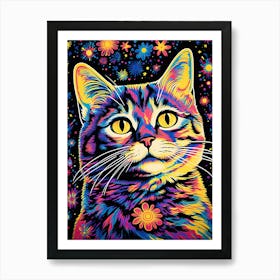 Celestial Pawprints, Psychedelic Cats series Art Print