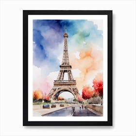 Watercolor Of Eiffel Tower Art Print