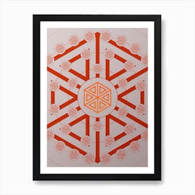 Geometric Abstract Glyph Circle Array in Tomato Red n.0043 Art Print