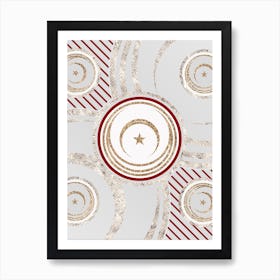 Geometric Abstract Glyph in Festive Gold Silver and Red n.0094 Art Print