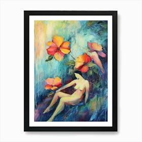 Nude With Flowers Art Print