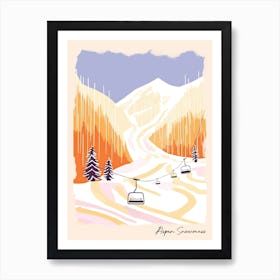 Poster Of Aspen Snowmass   Colorado, Usa, Ski Resort Pastel Colours Illustration 0 Art Print