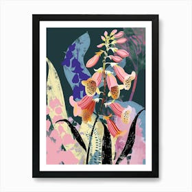 Colourful Flower Illustration Foxglove 1 Art Print