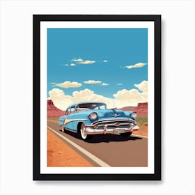 A Buick Regal Car In Route 66 Flat Illustration 3 Art Print