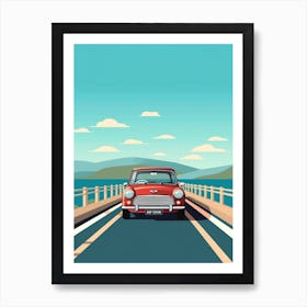 A Mini Cooper In Causeway Coastal Route Illustration 2 Art Print