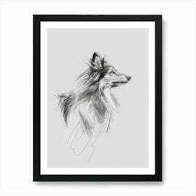 Shetland Sheepdog Charcoal Line 2 Art Print