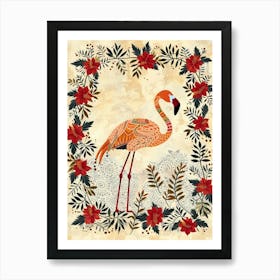 Greater Flamingo And Bougainvillea Boho Print 1 Art Print