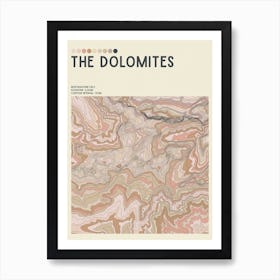 Dolomites Italy Topographic Contour Map Art Print