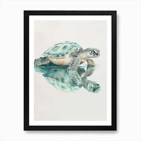 Sea Turtle Staring Into The Water Illustration 2 Art Print